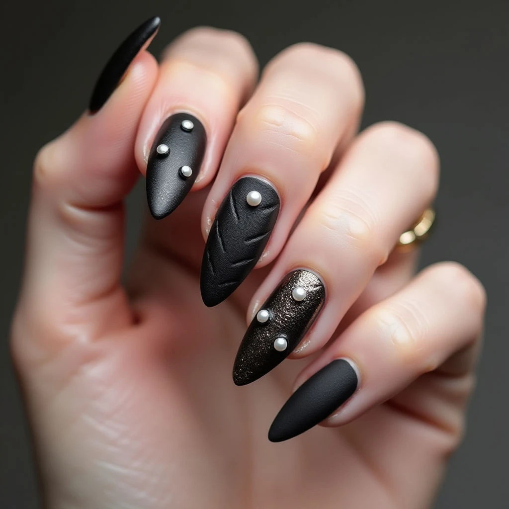 Colorful Leather Texture Abstract Nails for Winter