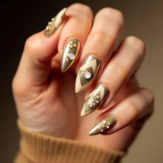 Whimsical Gold Chrome Arrowhead Toes: A Fall Nail Design