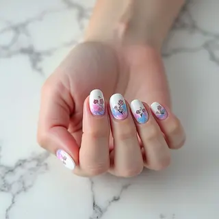 Chrome Tip Oval Nails: A Summer Watercolor Dream