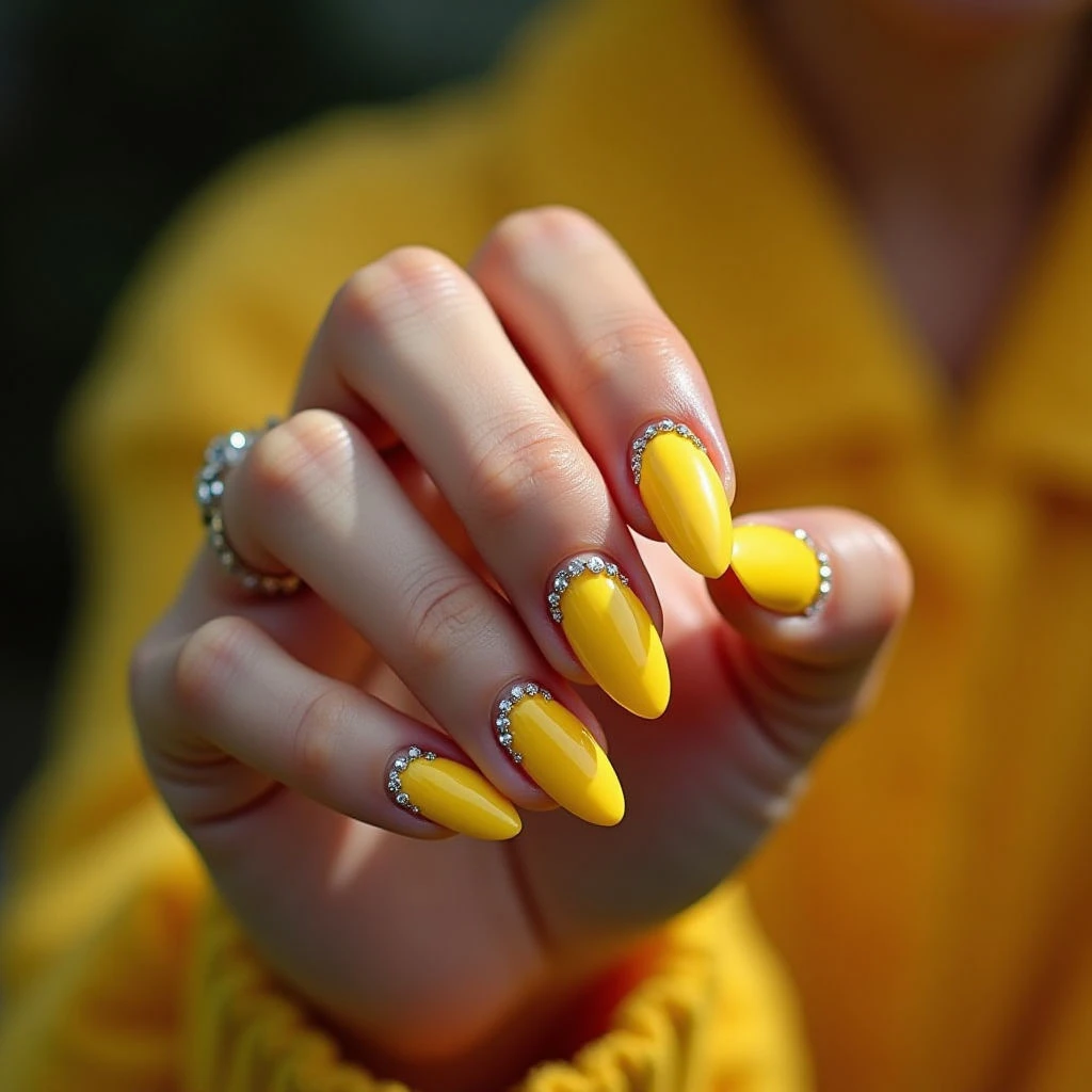 Lemon Yellow Abstract Nails: A Fall Bridal Dream!