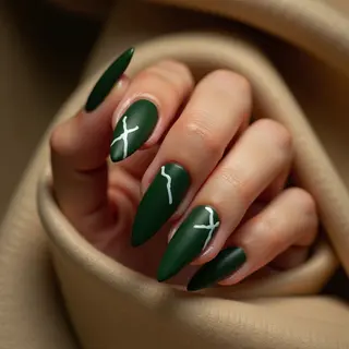 Olive Green Fur Effect Nails: A Fall Abstract Design