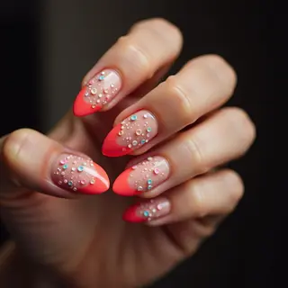 Red Swirl Nails with Gold Dress: A Fall Fashion Statement