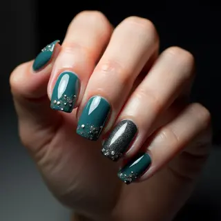 Teal Oval French Manicure: A Bold Fall Look for Guys