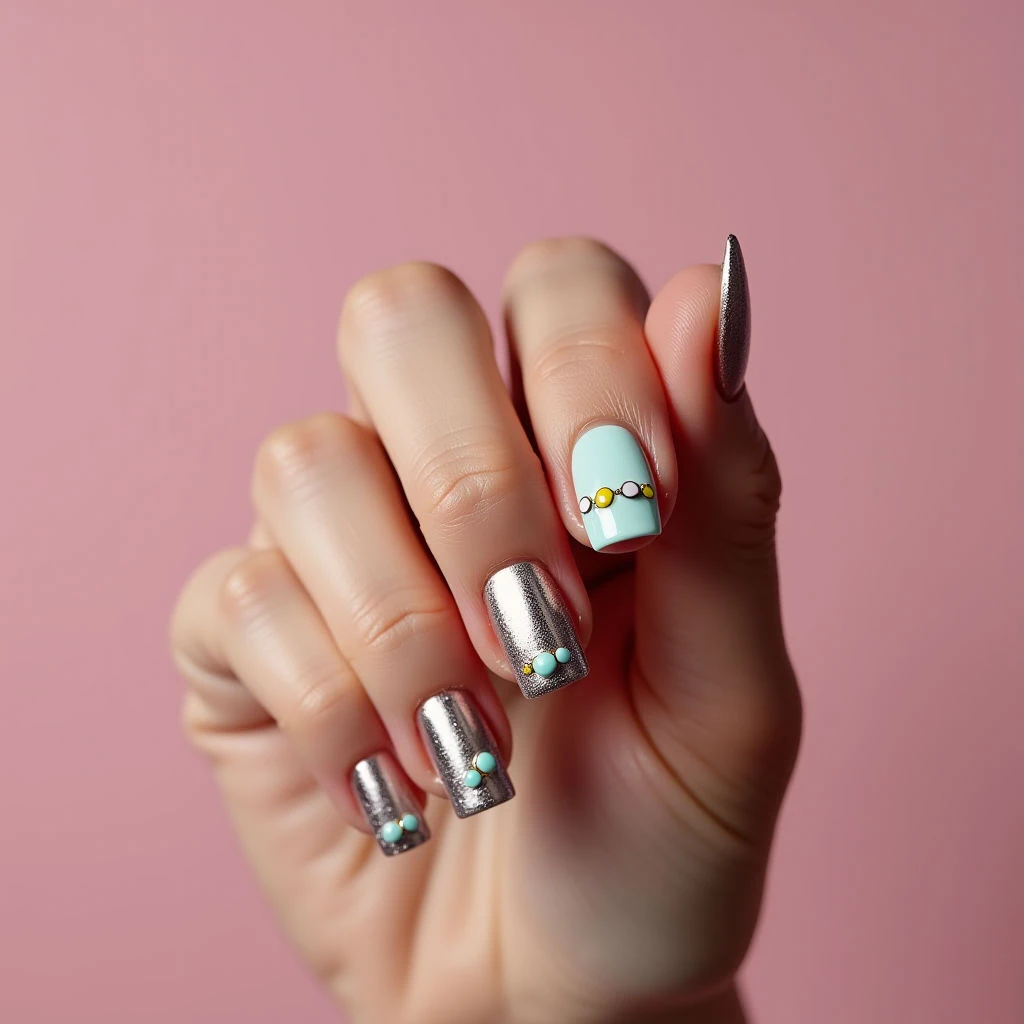 Chrome Steampunk Nails for Olive Skin Tones - Summer Vibes!