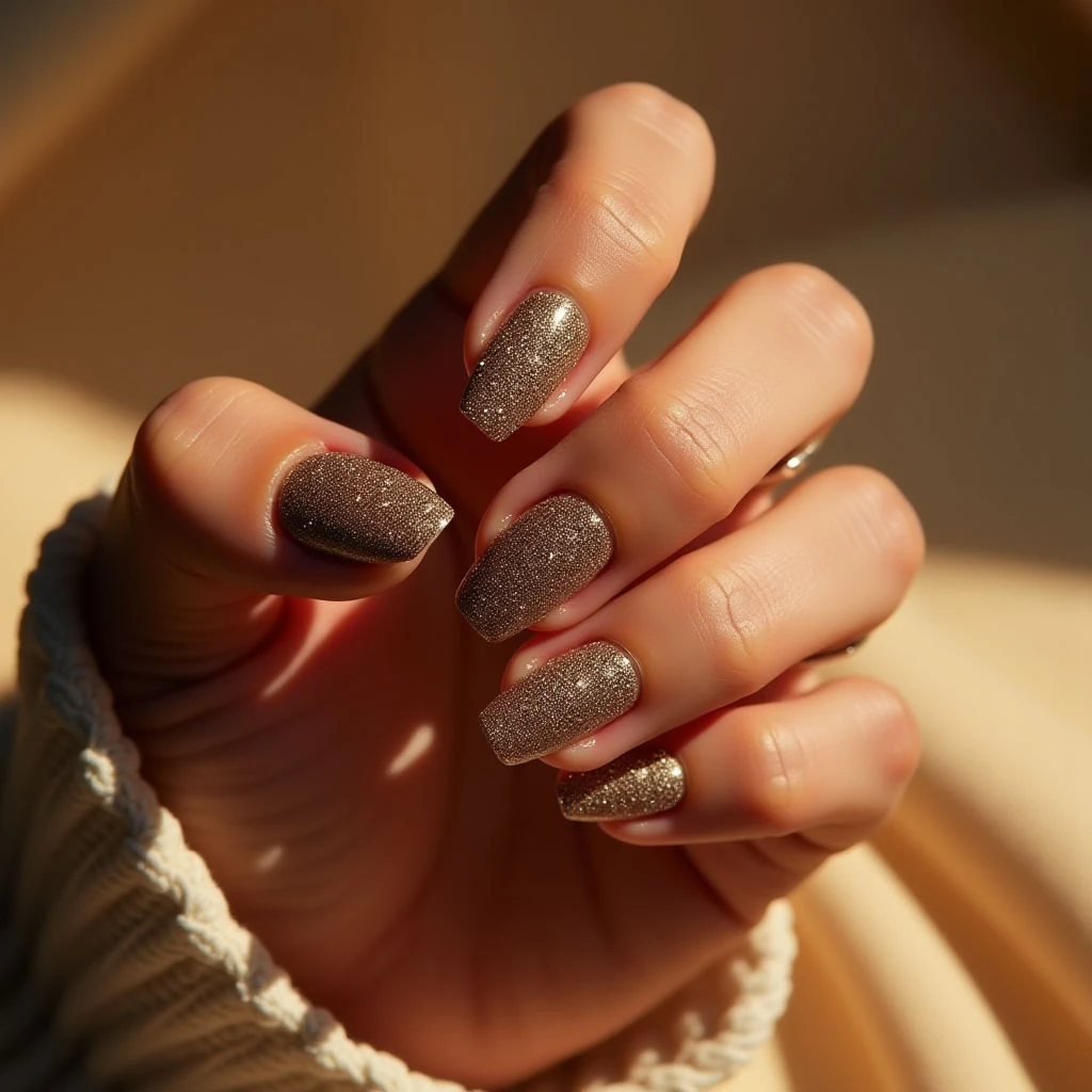 2025 Nail Colors: Golden Galaxy Oval Nails for Fall