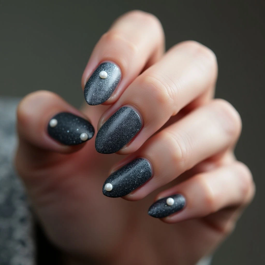 Do Your Nails Have to Match? Gray Chrome Galaxy Fall Design
