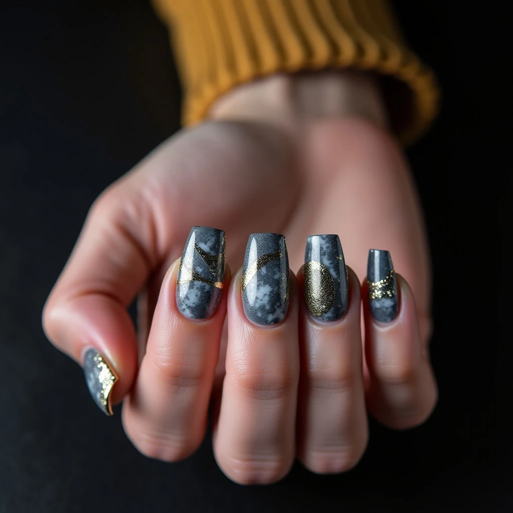 Black & Gold Dress? Gray Chrome Nails are Your Perfect Match!