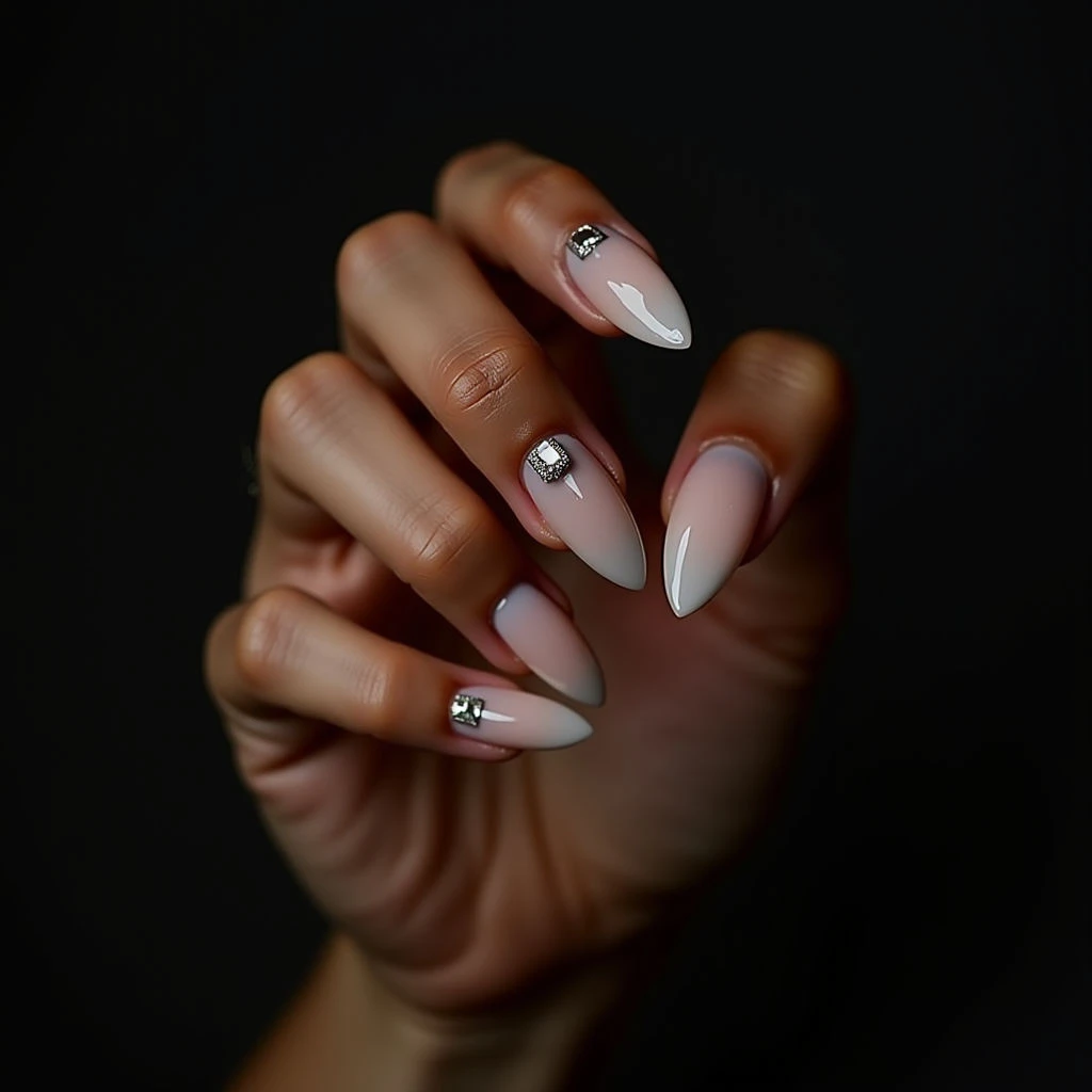 Neutral Petrol Nails for Brown Skin: A Gothic Almond Dream