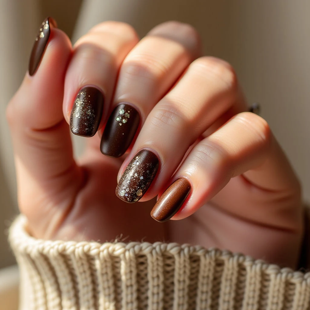Brown Splatter Paint Nails for Spring 2025