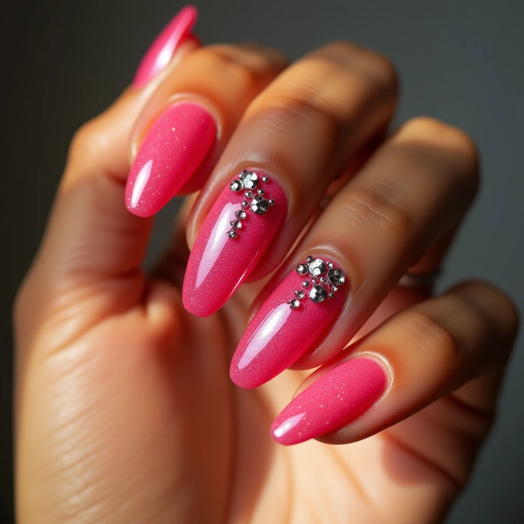 Christmas Chrome Stiletto Nails for Tan Skin Tones