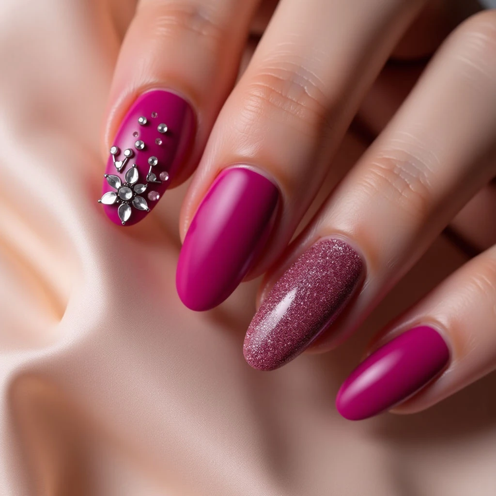Fiery Fuchsia Fall Nails: A Gothic Aesthetic