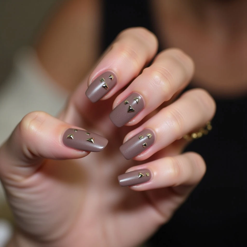 Velvet Matte Winter Nails with Studded 3D Detail