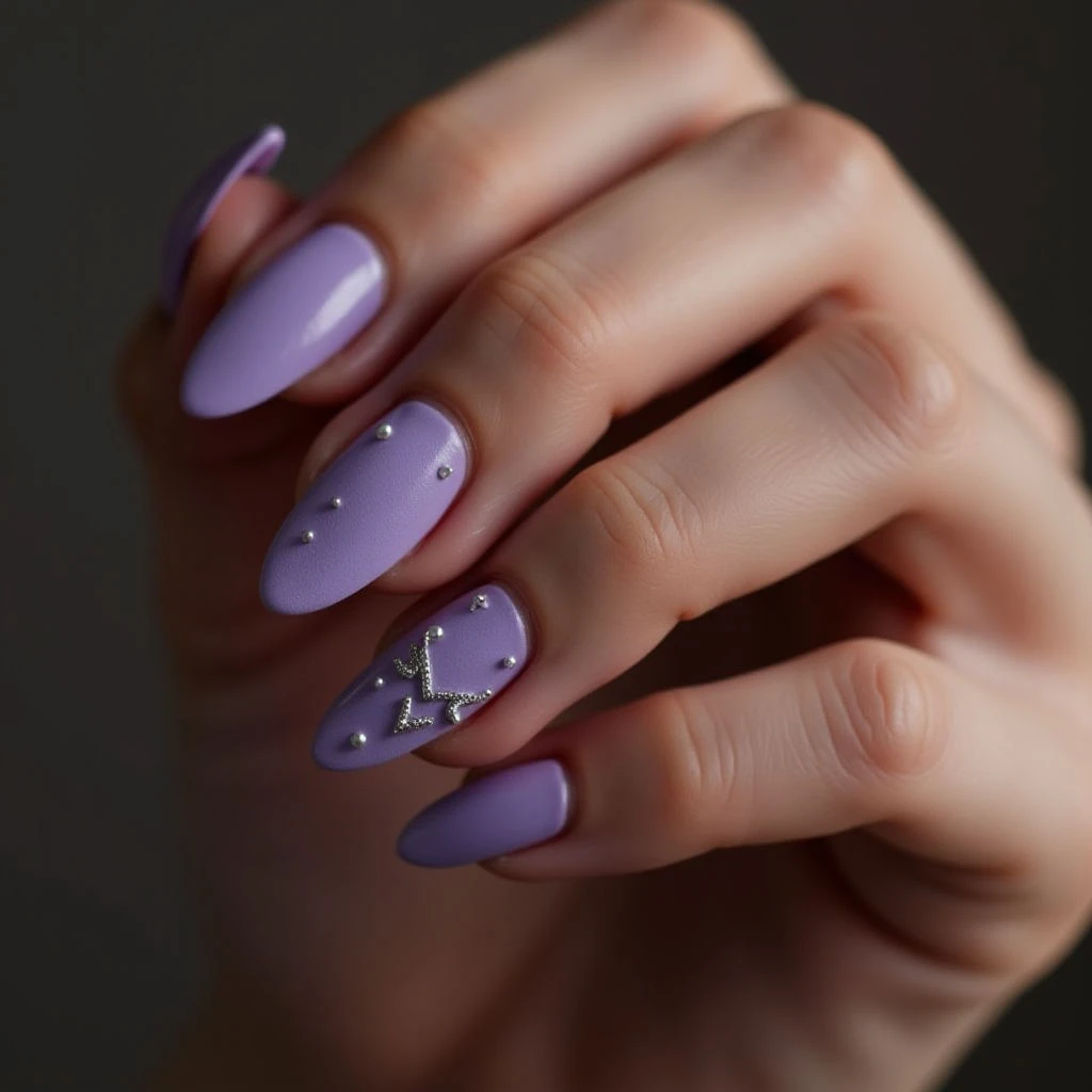 Purple Arrowhead Nails for Dark Skin Tones | Spring Aesthetic