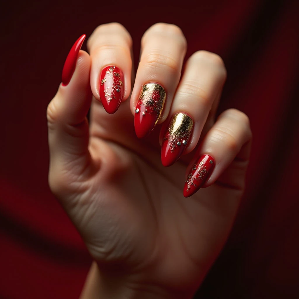 Red and Gold Gothic Almond Nails: What Does It Mean?