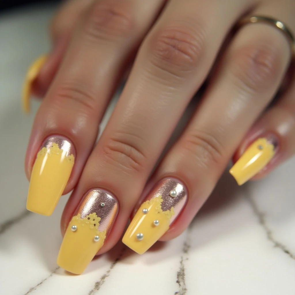 Rose Gold Confetti Nails: Spring's Minimalist Art