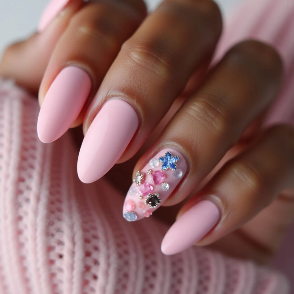 Sheer Pink Almond Nails: The Perfect Winter Aesthetic for Brown Skin