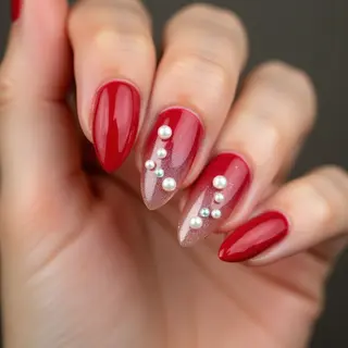 Iridescent Pearl Shattered Glass Christmas Nails - 2024 Winter Trend!