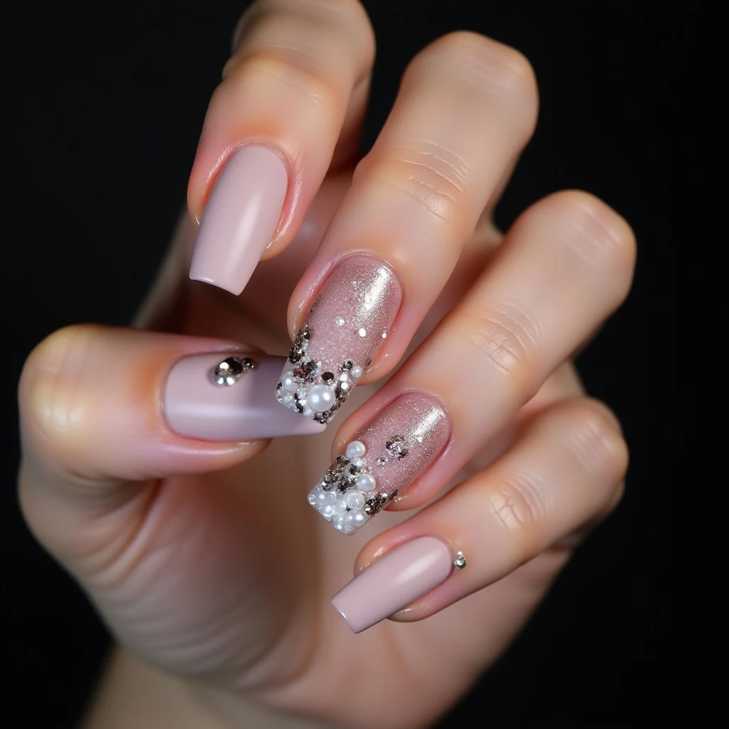 Velvet Matte Winter Nails: A Neutral Watercolor Dream