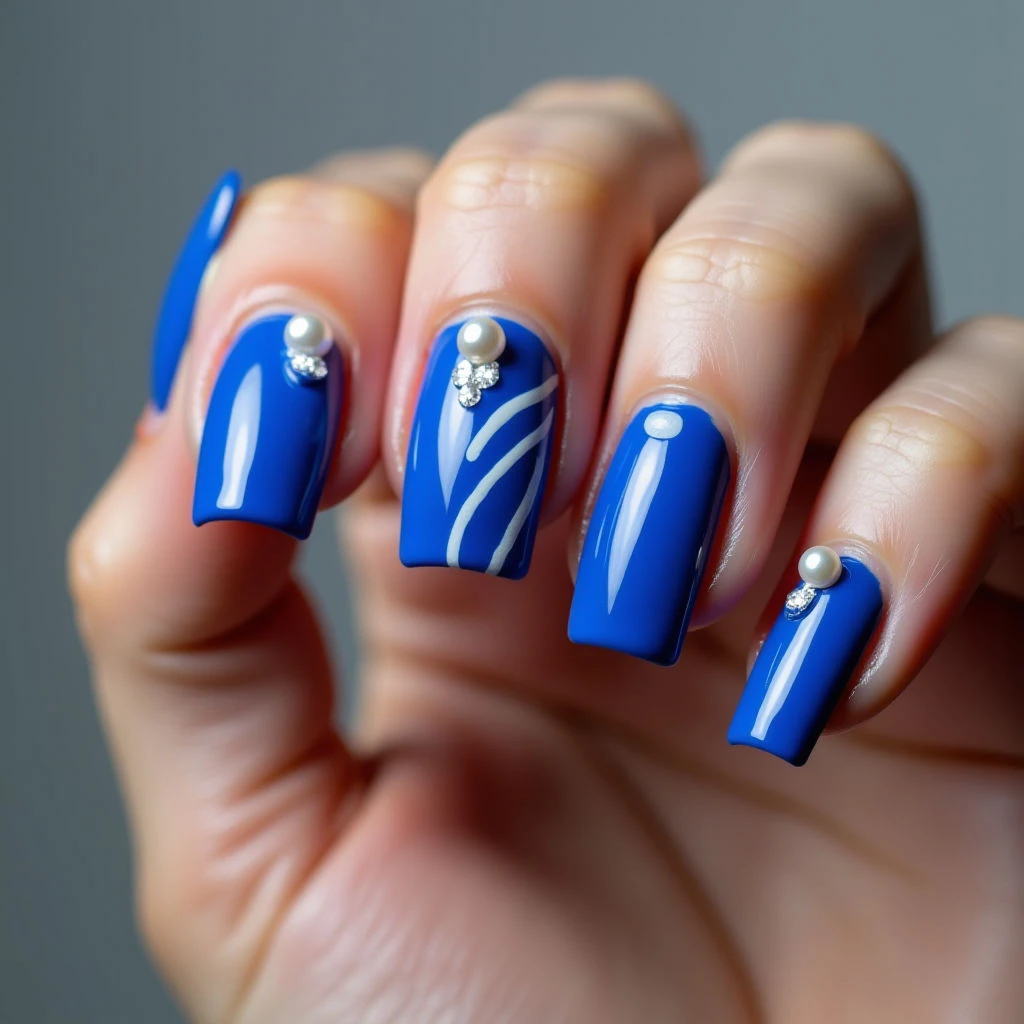 Royal Blue Square Nails: A Tribal Spring Twist
