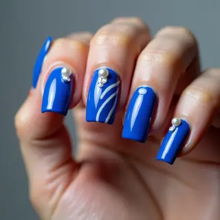 Royal Blue Square Nails: A Tribal Spring Twist