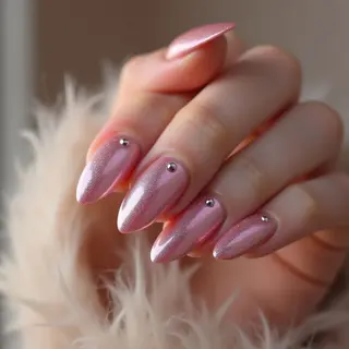Pink Chrome Stiletto Toe Nails for Pale Skin - Summer Vibes!