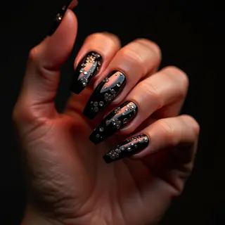 October's Must-Have: Black Chrome Coffin Nails!