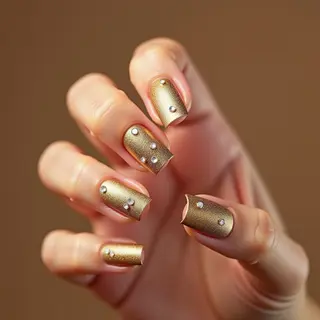 Glam Gold Rhinestone Nails for October 2024