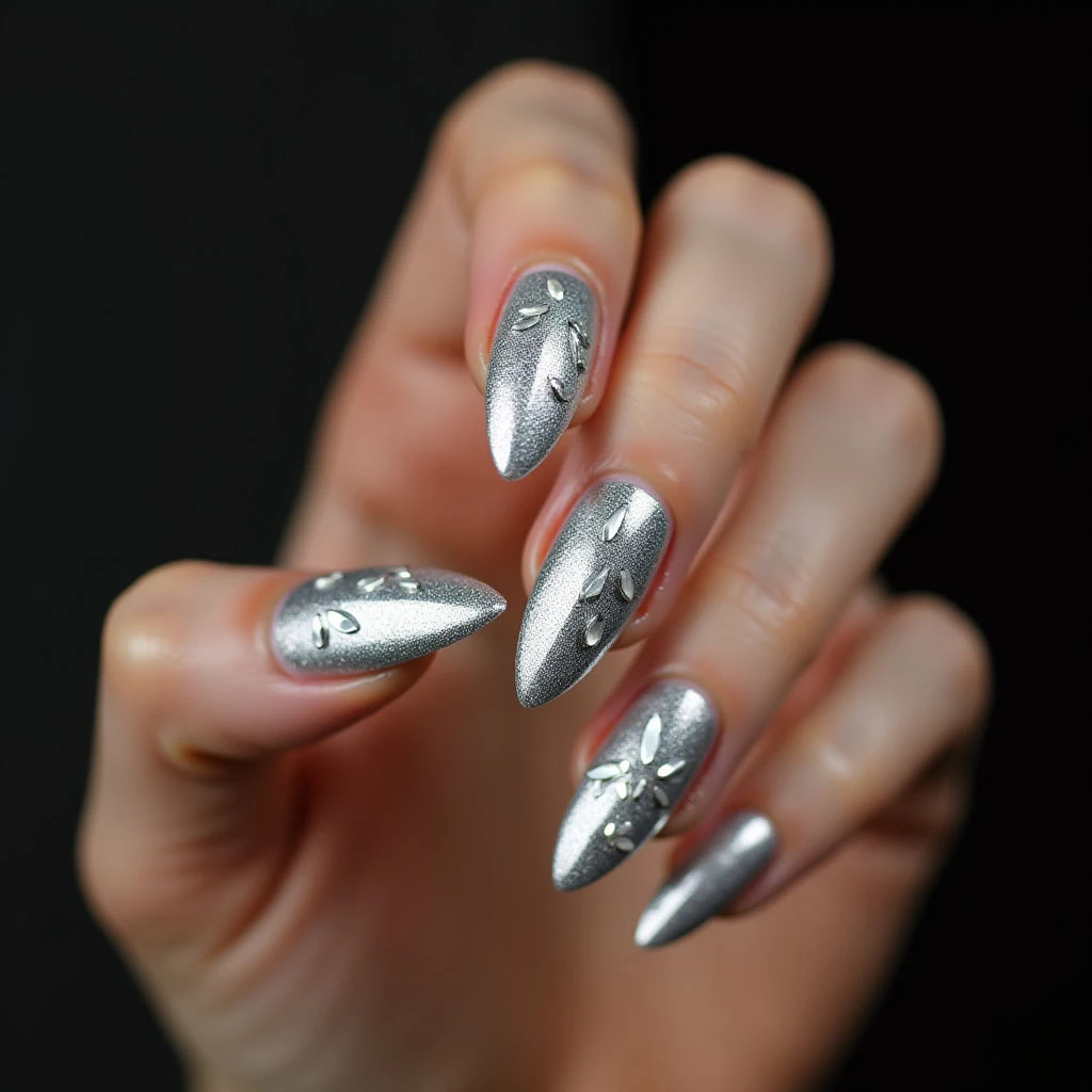 Platinum Chrome Caviar Toe Nails: 2025 Winter Trend