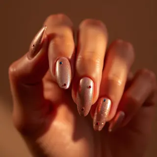 Rose Gold Chrome Fall Nails: Neon Speckled Design for October 2025