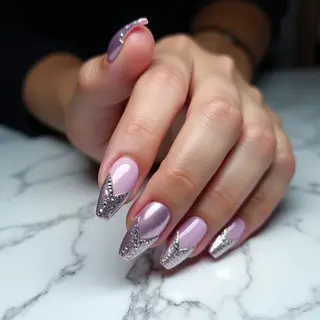 Winter Chrome Arrowhead Nails with Rhinestone Sparkle