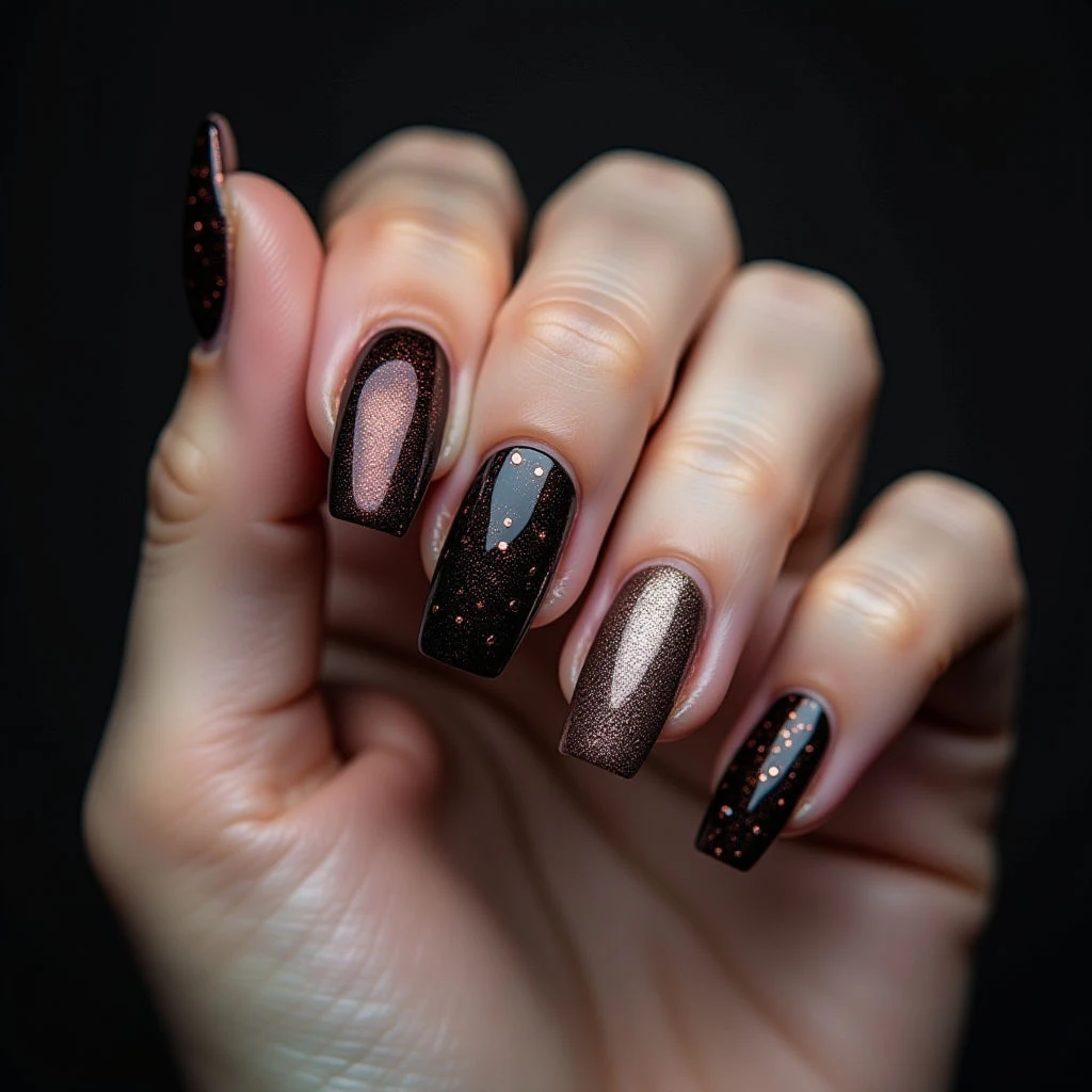 Chrome Graffiti Winter Nails: Short Round Velvet Matte Design