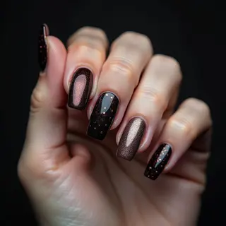 Chrome Graffiti Winter Nails: Short Round Velvet Matte Design