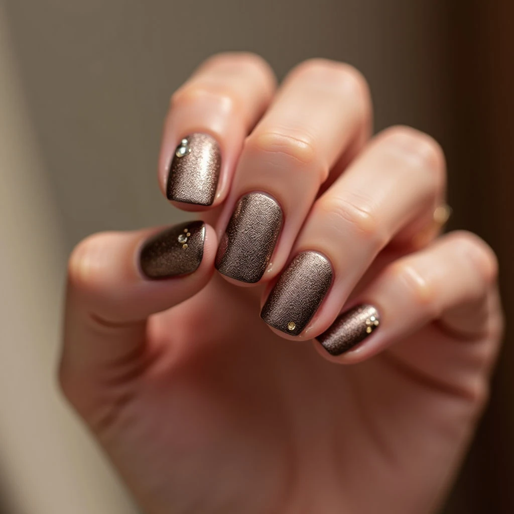 Spring 2025 Toe Nail Trends: Brown Chrome Leather Texture