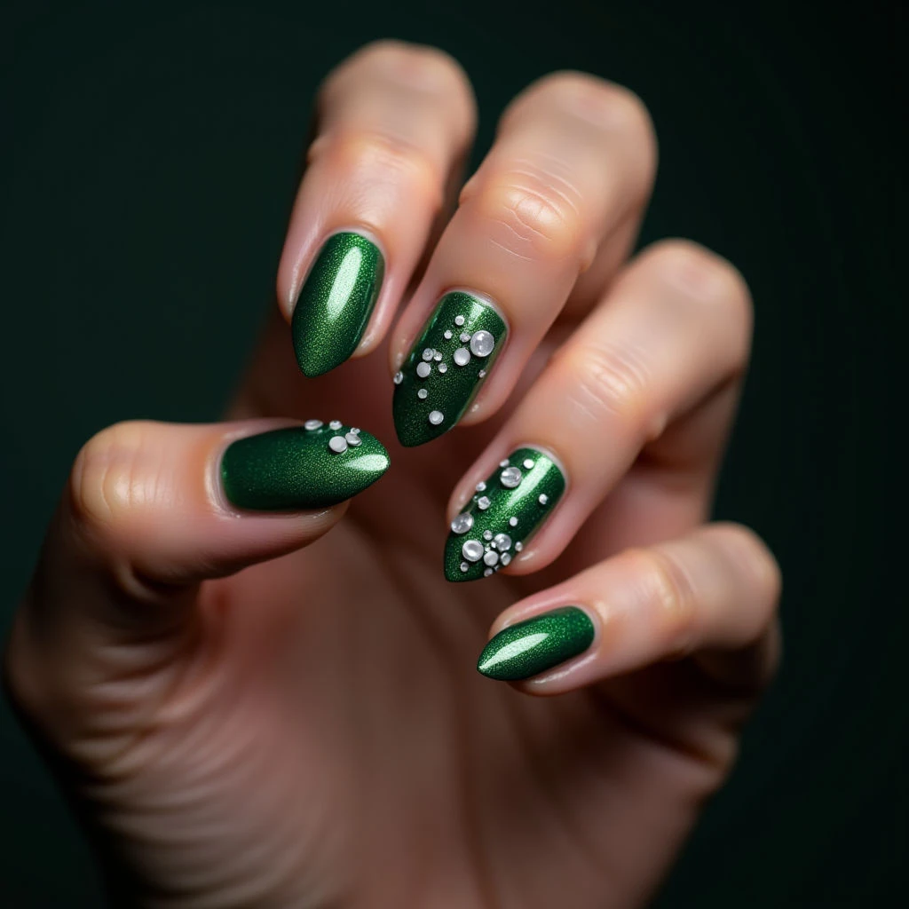 Summer 2025 Toe Nail Colors: Green Chrome Animal Print!