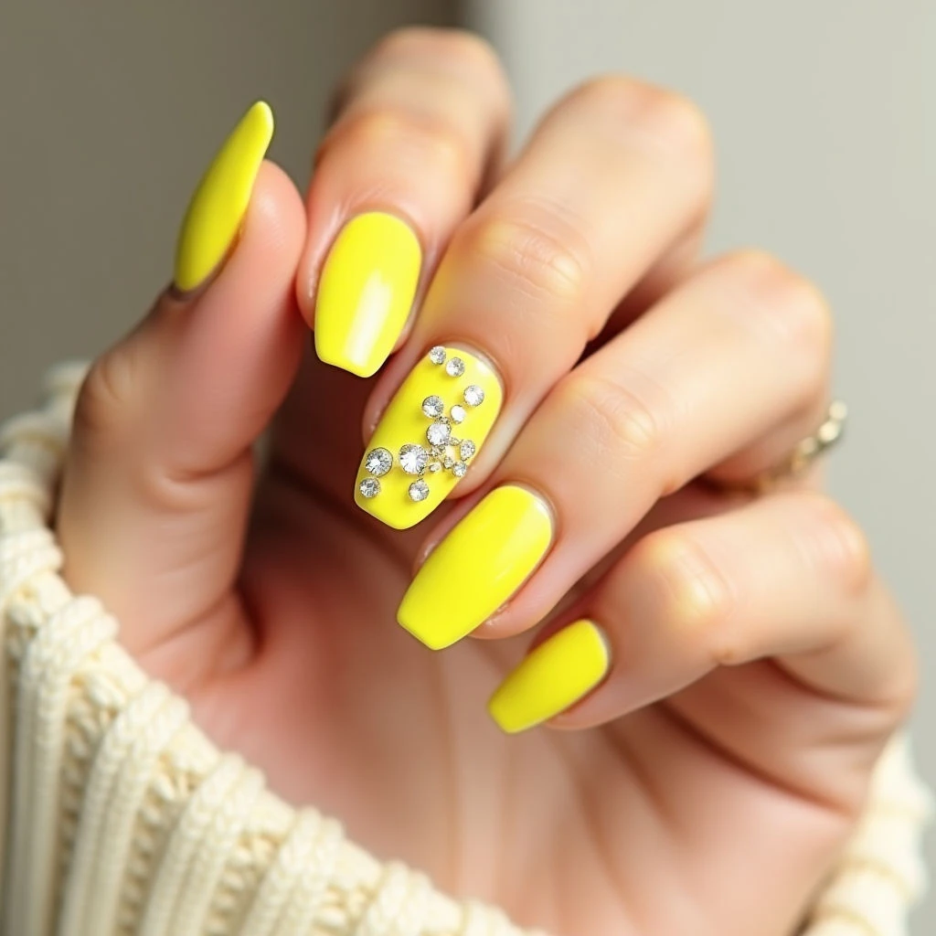 Elegant Lemon Yellow Anime Nails for Winter