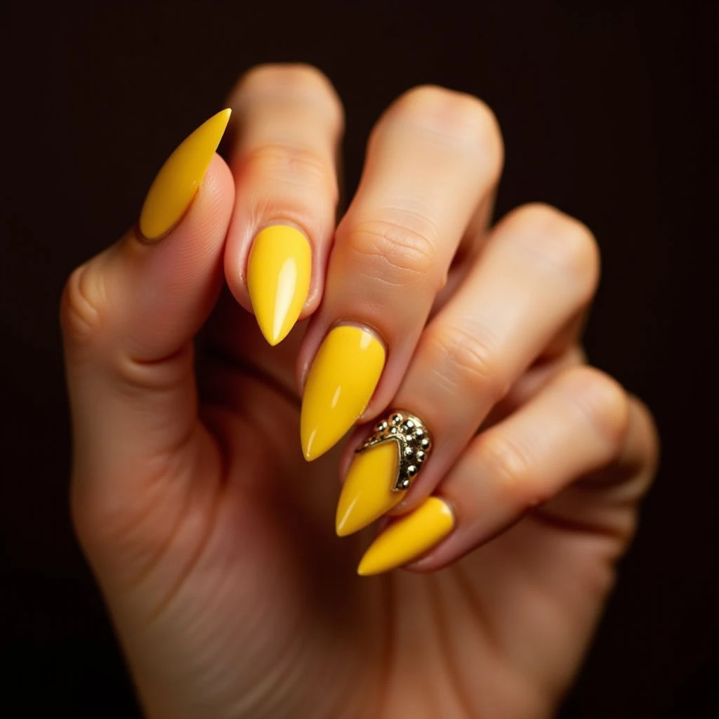 Radiant Fall Nails: Lemon Yellow 3D Arrowhead Design (2025)