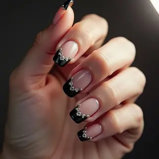 Short Chrome French Tip Acrylic Nails: Gothic Spring Style