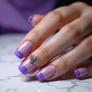 Little Girl French Tips with Purple Chrome Magic!