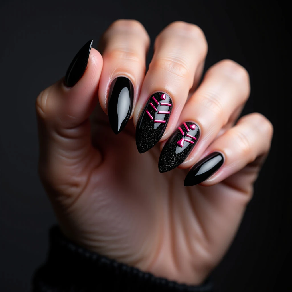Dark & Neon Gothic Almond Nails: A Simple Guide