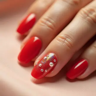 Red Toenail Art for Fair Skin: A Summer Holographic Pearl Look!