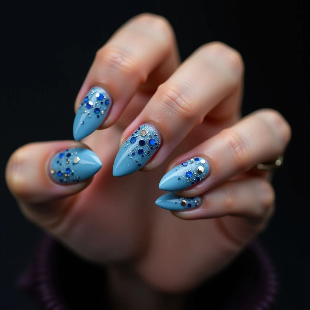 Mesmerizing Cat Eye Nails in Baby Blue - Winter Technique!