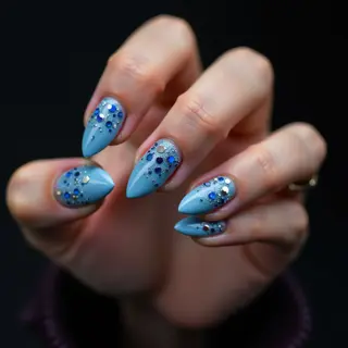 Mesmerizing Cat Eye Nails in Baby Blue - Winter Technique!
