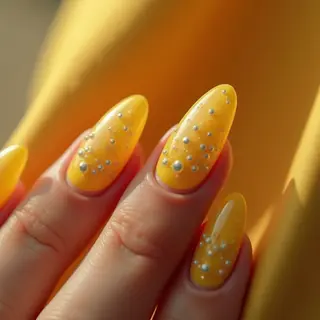 Mesmerizing Yellow Cat Eye Nails: A Party Look