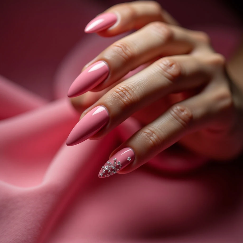 Anime Hot Pink Round Nail Extensions | Spring Designs