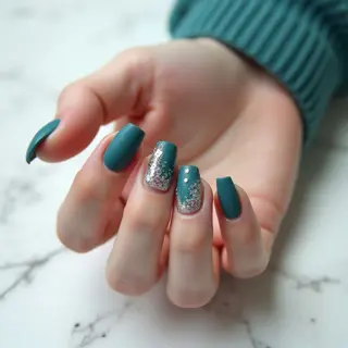 Teal Ombre Nails with Black Dress: A Luxury Summer Look