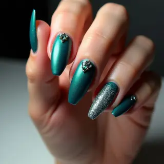 Dip Nails with Tips: Tribal Teal Fall Design